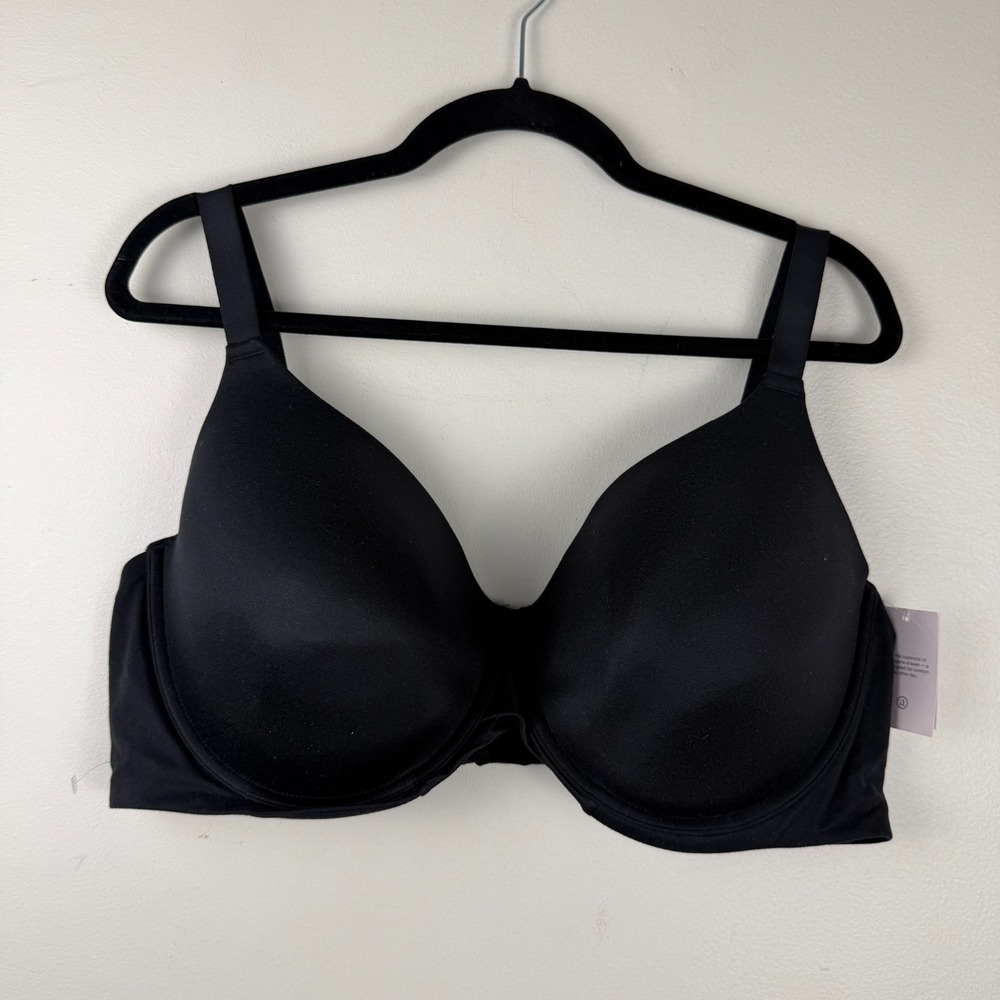 Auden Superstar Lightly Lined T-Shirt Bra Womens 46D Black Full Coverage Comfort